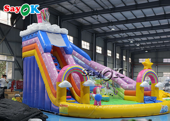 Scorrevole di Unicorn Themed Inflatable Bounce House con la palla Pit Pool