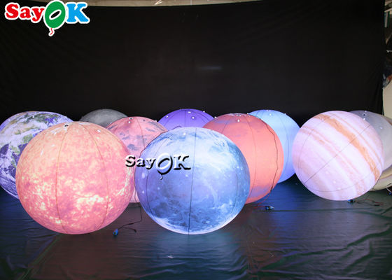 Materiale d'accensione gonfiabile d'attaccatura enorme del PVC dei pianeti della decorazione otto del LED
