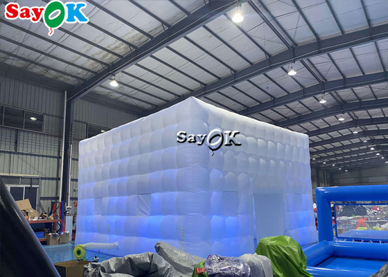 Il PVC all'aperto ha ricoperto la tenda gonfiabile dell'aria del cubo gigante del LED di dimensione su ordinazione del ventilatore