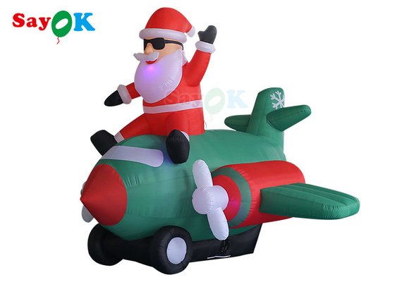 Natale gonfiabile Santa Claus Flying Airplane Blowing dell'uomo anziano LED del panno di Oxford