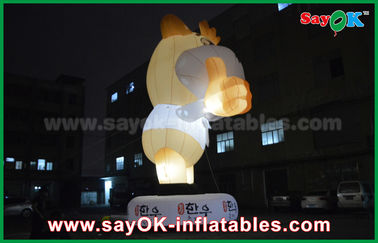 Colore bianco del fumetto gonfiabile della mucca di Oxford del gigante di pubblicità 10m con luce principale