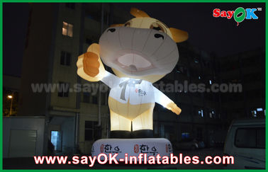 Pubblicità 10m gigante Oxford Cow inflatabile cartone animato colore bianco con luci a led personaggi di cartone animato per feste di compleanno