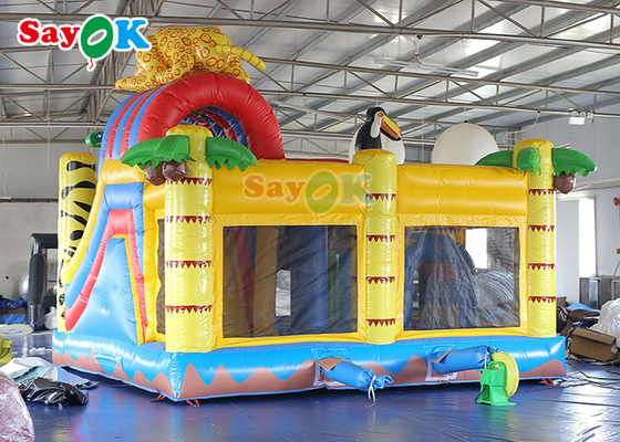 Camera rimbalzante del castello di rimbalzo di Forest Animal Inflatable Jumping Slide dello zoo del campo da giuoco dei bambini