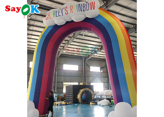 Cancello colorato di esplosione di pubblicità dell'arco gonfiabile dell'arcobaleno per la decorazione