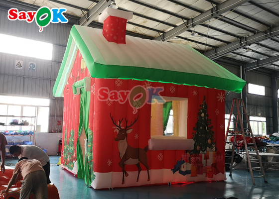 Decorazioni natalizie gonfiabili all'aperto Casa di Natale gonfiabile 4.6x4.6x5mH