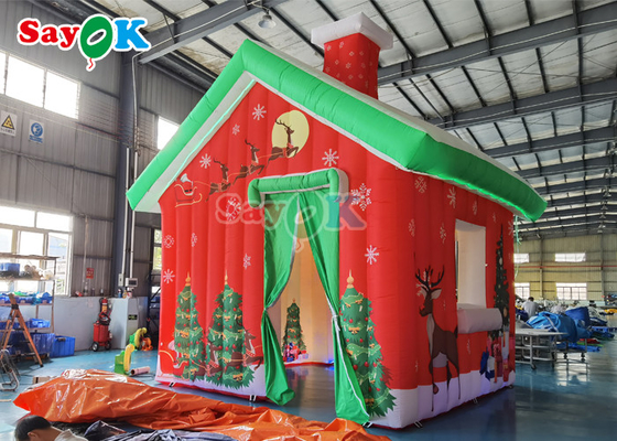 Decorazioni natalizie gonfiabili all'aperto Casa di Natale gonfiabile 4.6x4.6x5mH