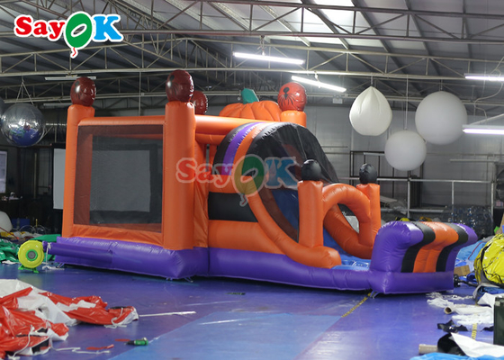 Pumpkin Halloween Inflatabile Bounce Castle Con Slide Inflatabili Combos Per Festa