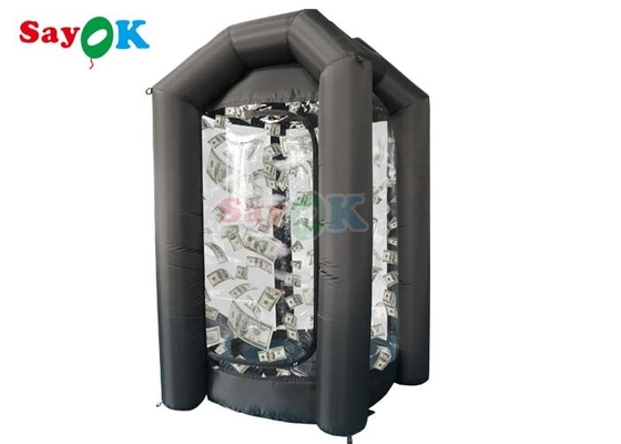 0.44mm PVC Inflatabile Cash Cube Booth Black Cash Cube Quick Inflated Machine Money Grab Catch per eventi promozionali