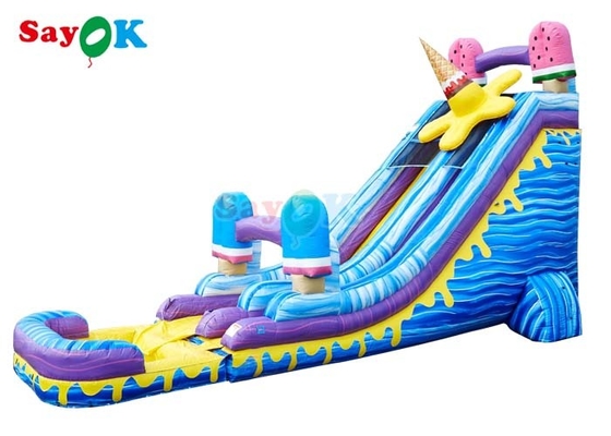 Blu Gelato Tematico Slide gonfiabile Popsicle Slide gonfiabile con piscina