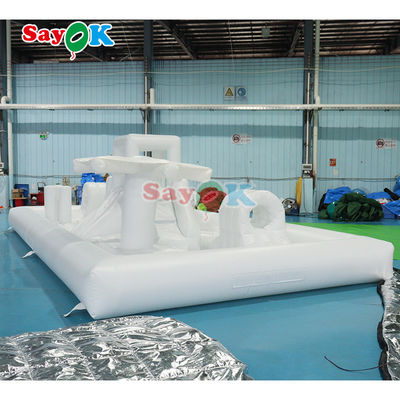 Customized Mini Moderno Pad Splash Bianco Parco Acquatico Inflatabile Corso di ostacoli Parco giochi Castello Slide Combo
