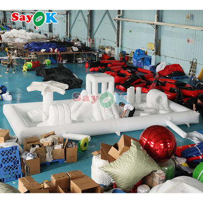 Customized Mini Moderno Pad Splash Bianco Parco Acquatico Inflatabile Corso di ostacoli Parco giochi Castello Slide Combo