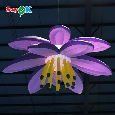 Giant illuminazione a LED Fiori appesi viola fiore di loto gonfiabile per l'evento Decorazione club di nozze