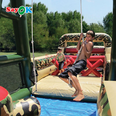 Corso di ostacoli gonfiabili commerciali gonfiabili all'aperto Corso di ostacoli gonfiabili giganti per adulti