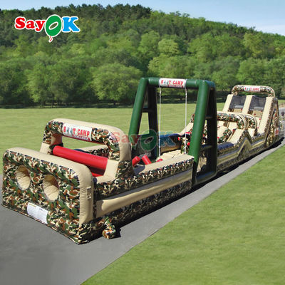 Corso di ostacoli gonfiabili commerciali gonfiabili all'aperto Corso di ostacoli gonfiabili giganti per adulti