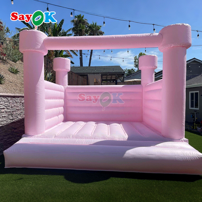 Piccola casa gonfiabile rosa gonfiabile bianca per feste di compleanno