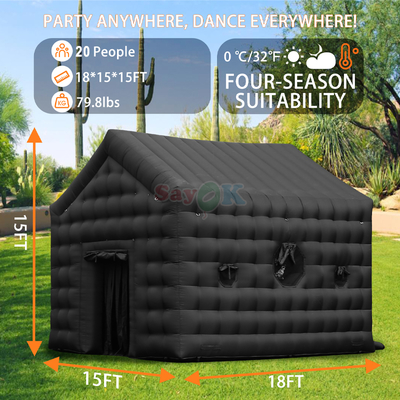 Nightclub gonfiabile da 18 piedi, tenda discoteca gonfiabile, night club portatile per feste all'aperto