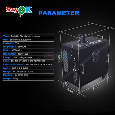 Planetario gonfiabile portatile Sayok 6500LM con garanzia di 1 anno e 4 ruote per proiezione HD Fulldome