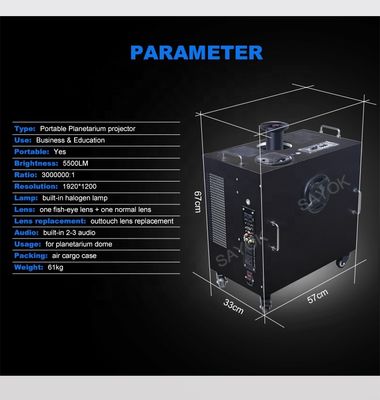 Proiettore planetario portatile a 360 gradi con luminosità 5500LM e mobilità a 4 ruote