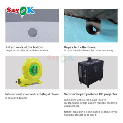 Sayok 100% Blackout Cupola del Planetario gonfiabile con tessuto di proiezione professionale e dimensioni personalizzabili per scuole ed eventi