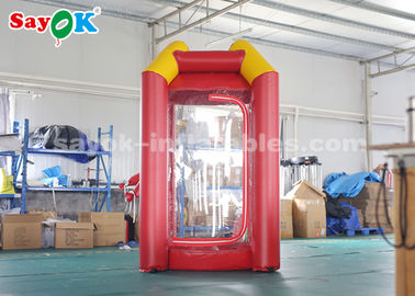 Cabina gonfiabile dei soldi dei prodotti/PVC del cubo gonfiabile su ordinazione rosso della tela cerata con 2 aeratori
