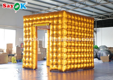 La cabina di evento visualizza la cabina della foto dell'aria di 2.5M Golden Inflatable LED con lo SGS colorato ROHS delle luci