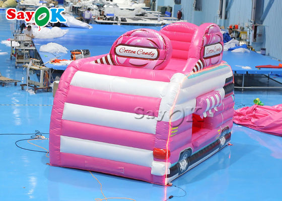 Tenda gonfiabile da prato 4.5x3x3.8m Forma auto rosa Tenda gonfiabile da aria Caramelle Food Floss Booth Per all'aperto