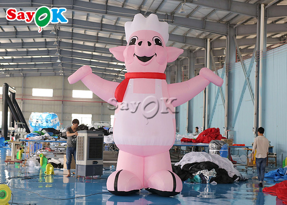 Palloni pubblicitari gonfiabili 4m 13ft mascotte rosa soffiare personaggi di cartoni animati maiale cuoco modello per l'apertura del ristorante