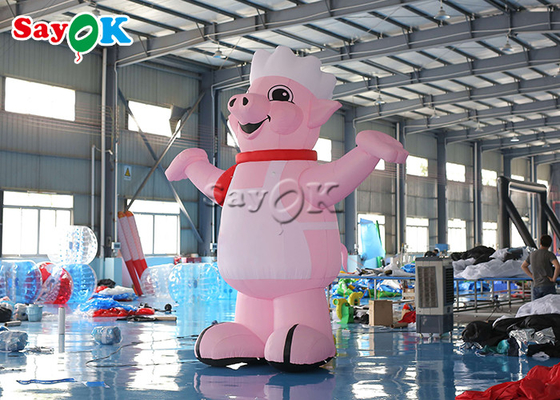 Palloni pubblicitari gonfiabili 4m 13ft mascotte rosa soffiare personaggi di cartoni animati maiale cuoco modello per l'apertura del ristorante