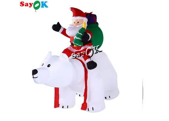 6 piedi di natale di festa delle decorazioni dell'iarda di esplosione gonfiabile Santa Claus Rides Polar Bear del prato inglese