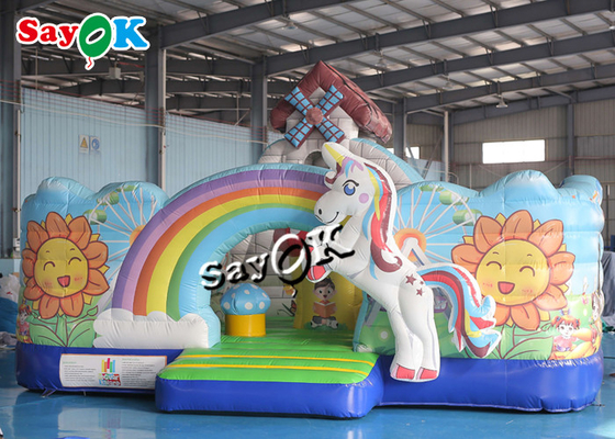 Camera rimbalzante gonfiabile della tela cerata dello scorrevole di Unicorn Theme Kids Jumping Castle con il ventilatore