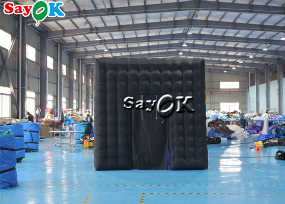 Cabina gonfiabile nera gonfiabile della foto della doppia porta del cubo della tenda 3mH 9.84FT del partito con il LED