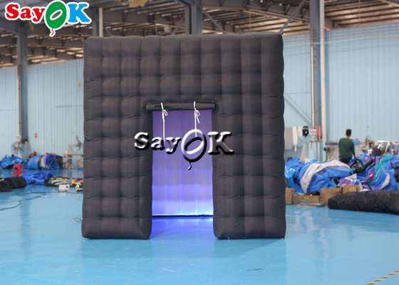 Cabina gonfiabile nera gonfiabile della foto della doppia porta del cubo della tenda 3mH 9.84FT del partito con il LED