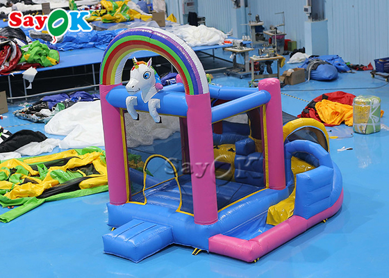 Piccolo trampolino di esplosione del PVC Unicorn Inflatable Bounce House Indoor dei bambini