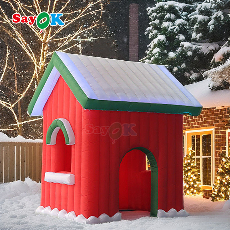 Portabile Oxford Cloth LED Light Casa di Natale gonfiabile Tenda Babbo Natale