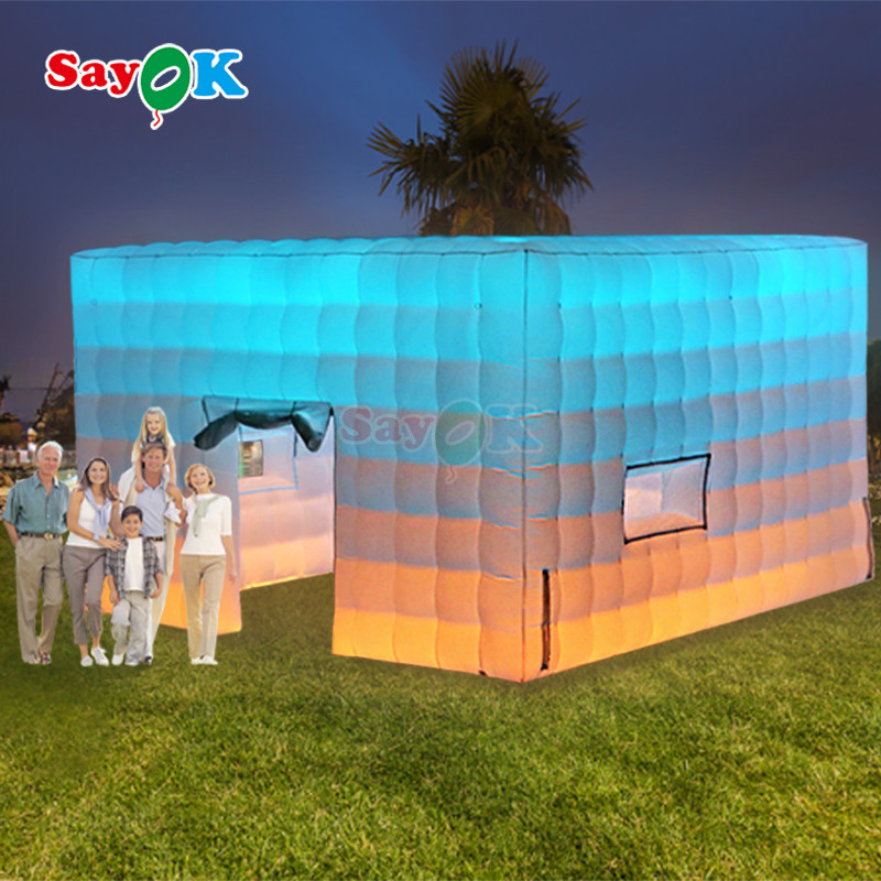 Tende di luce a LED quadrate bianche personalizzate Campeggio Evento di festa Tenda gonfiabile in affitto