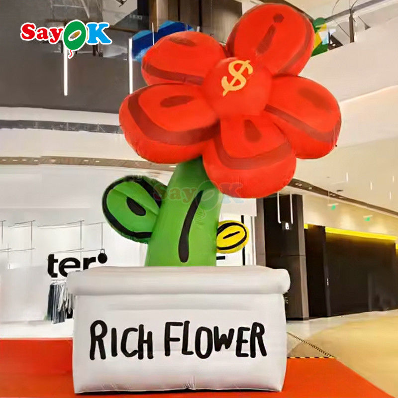 Disegno 3D gratuito Commerciale gigante gonfiabile fiore ricco gonfiabili fiori vaso con luce a LED