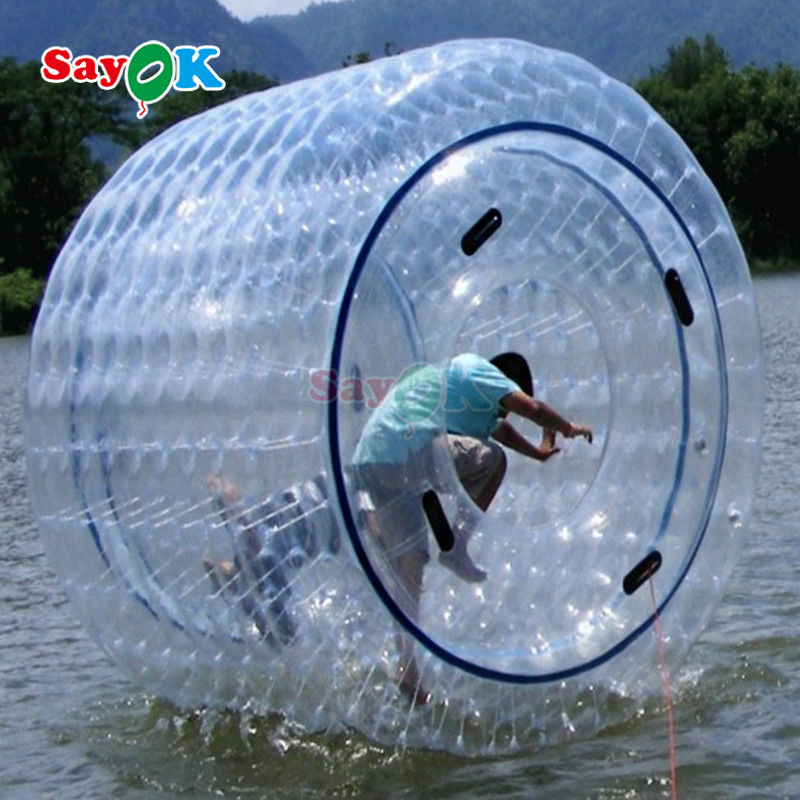 Sayok Pallone galleggiante gonfiabile Aqua Zorbing Ball trasparente PVC cilindro Bollone di bolla d'acqua umana per gioco d'acqua
