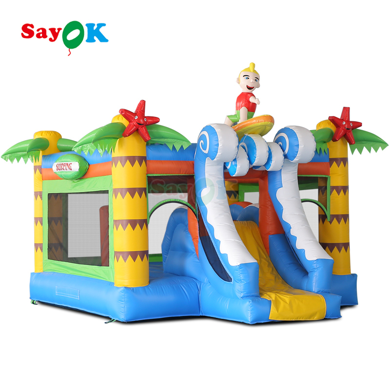 Sayok Castello gonfiabile a tema surf, castello gonfiabile commerciale, combo gonfiabile per bambini