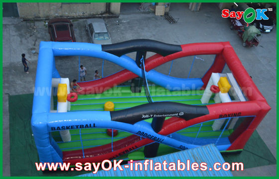 Bianco durevole del gioco di pallacanestro gonfiabile/campo gonfiabile blu di pugilato di calcio di calcio dei giochi di sport per i bambini