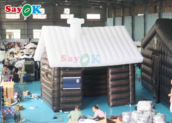 Luci giganti Tissu di Oxford Casa di Natale gonfiabile Casa di Babbo Natale gonfiabile