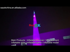 7m 23ft White Led Inflatable Traffic Cone With Colors Changing Lights