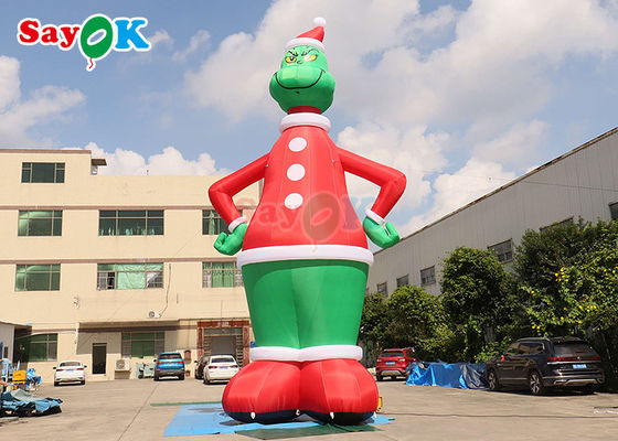 Conigli gonfiabili verde e rosso 32,8ft alto gonfiabile Grinch soffiato in aria con decorazione cappello cortile
