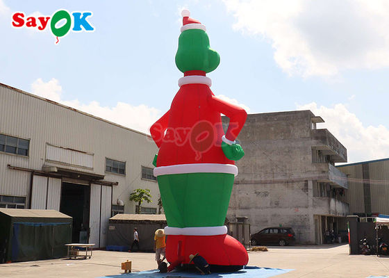 Conigli gonfiabili verde e rosso 32,8ft alto gonfiabile Grinch soffiato in aria con decorazione cappello cortile