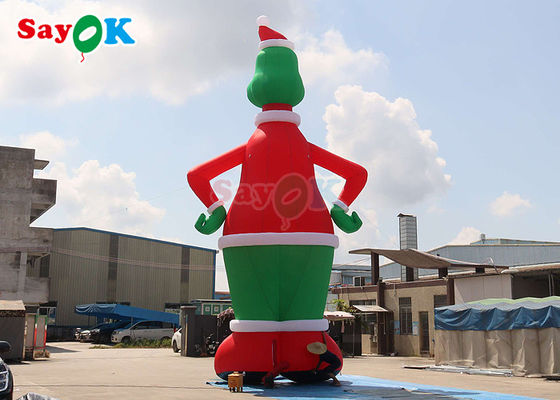 Conigli gonfiabili verde e rosso 32,8ft alto gonfiabile Grinch soffiato in aria con decorazione cappello cortile