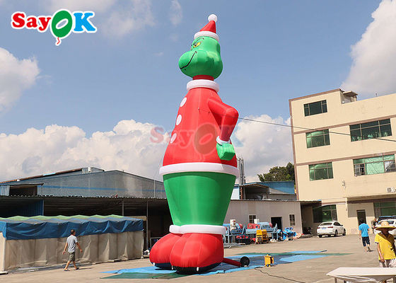 Conigli gonfiabili verde e rosso 32,8ft alto gonfiabile Grinch soffiato in aria con decorazione cappello cortile