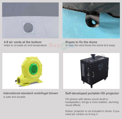 4m Cupola del Planetario gonfiabile Tenda cinematografica portatile Proiezione scolastica Cupola del Planetario gonfiabile con aria Mozzo per pavimenti gonfiabile