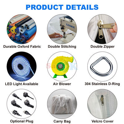 Sayok OEM ODM 8m Large Square Air Tents Camping Event Party Tenda gonfiabile a lungo termine con LED