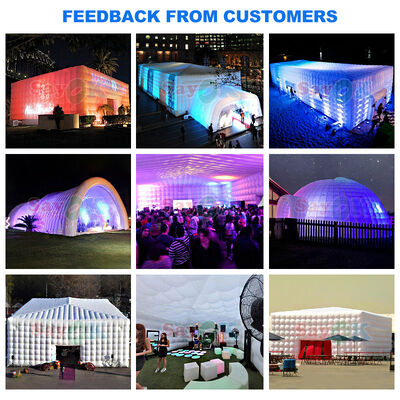 Sayok White Waterproof Oxford Fabric Large Cube Inflatable LED Tent per eventi di festa all'aria aperta 100 persone