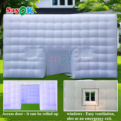 Tenda gonfiabile a cubo 8m x 8m con illuminazione a LED e tessuto Oxford resistente per eventi all'aperto