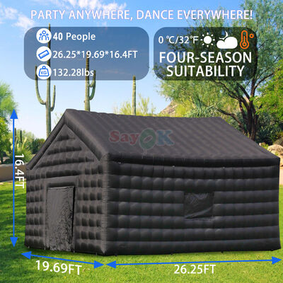 Tenda da discoteca gonfiabile nera 8m x 6m x 5mH, tenda da discoteca portatile, impermeabile, resistente ai raggi UV per eventi all'aperto